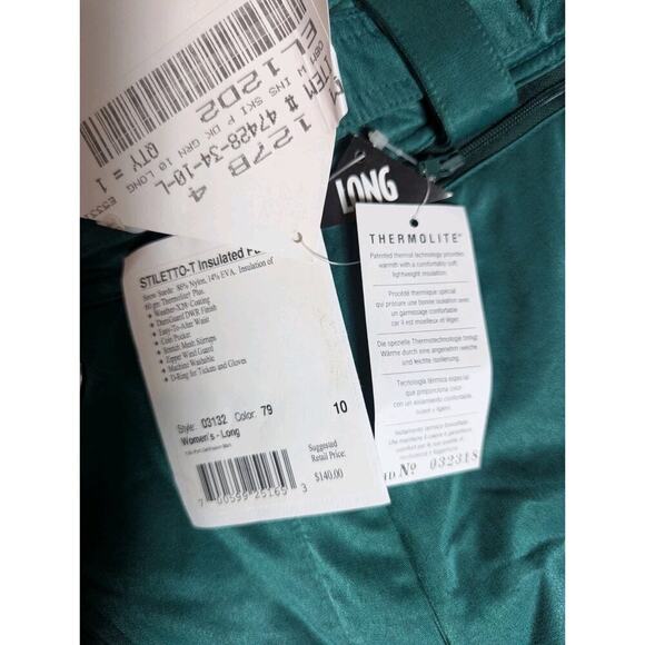 Obermeyer Stiletto T Thermolite Insulated Ski Pants Retro Green Size 10 Tall - Picture 7 of 14